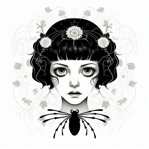 Black and white drawing style vector illustration of a spider, undefined anatomy