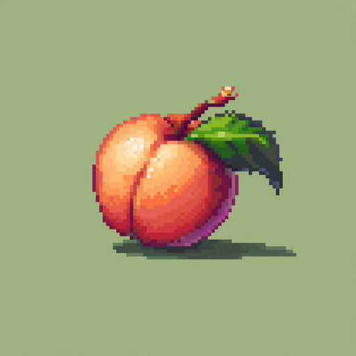 Retro pixel art flat tattoo sketch of a peach