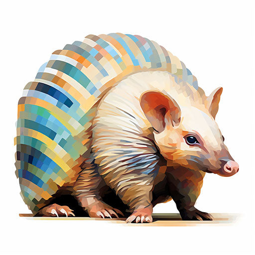 Armadillo clipart in the style of Impressionistic Art, white background