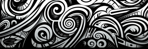 Black and white abstract pattern, Maori style, trompe-l'oeil detail, 3840x2160