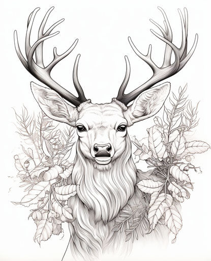 Reindeer with Christmas reindeer coloring page