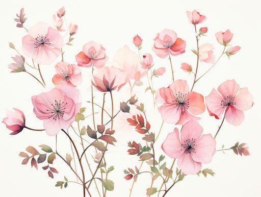 Simple and delicate pink flower stems