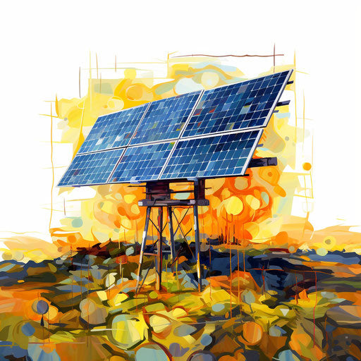 Solar panel in Oil painting style on white background