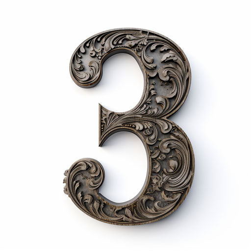 Number 6 Chiaroscuro Style on White Background