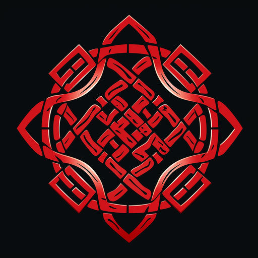 Ancient symbol of knotting red squares