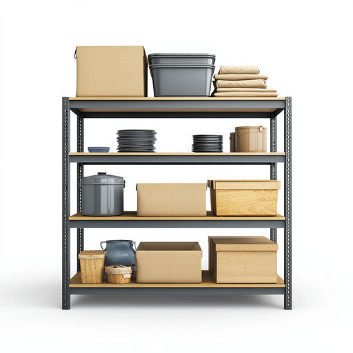 Realistic storage shelves clipart, high resolution, isolated