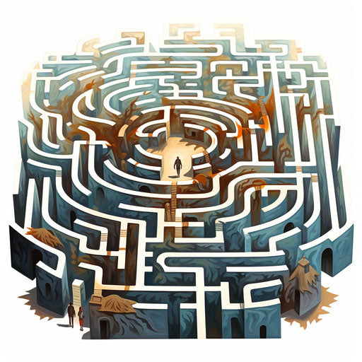 Maze clipart in the style of Oil painting on white background