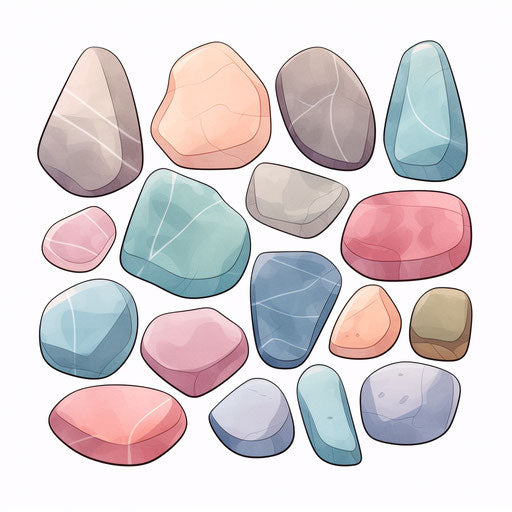 Stone clipart in the style of Pastel Colors Art, on a white background
