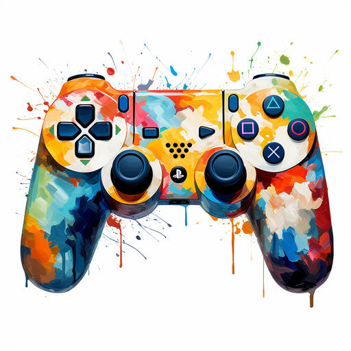 Video game controller in Impressionistic Art style