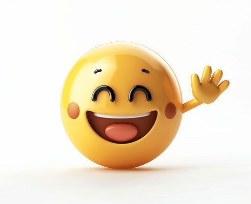 Cute smiling waving emoticon, clip art, white background 31:25