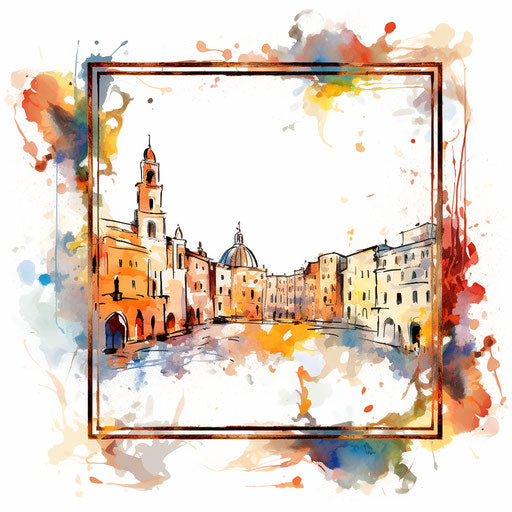Frame clipart in the style of Impressionistic Art, on white background