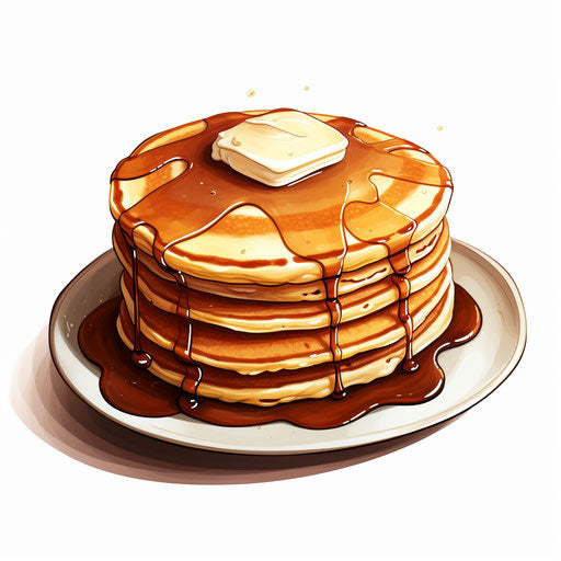 Pancake clipart in the style of Chiaroscuro Art, on a white background