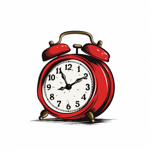 Minimalist alarm clock illustration on white background