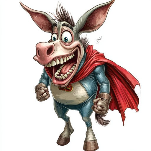 Expressive Donkey Caricature Clipart to Enliven Spaces