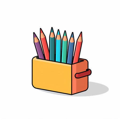 Crayon box in Minimalist style on white background