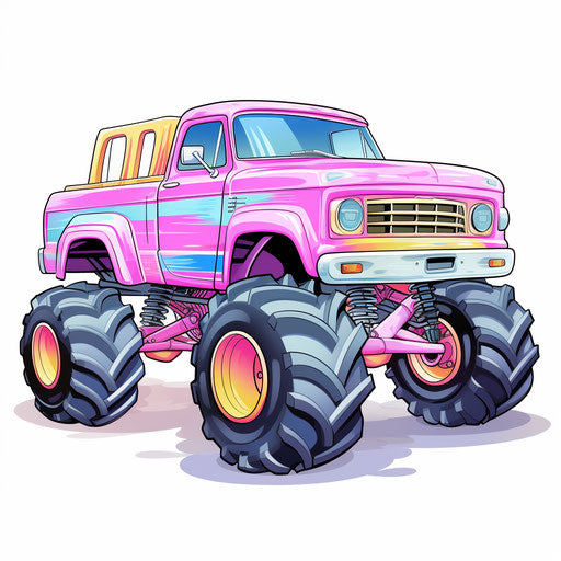 Monster Truck Illustration in Pastel Colors Style