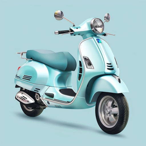 Realistic scooter clipart on blue background with soft texture