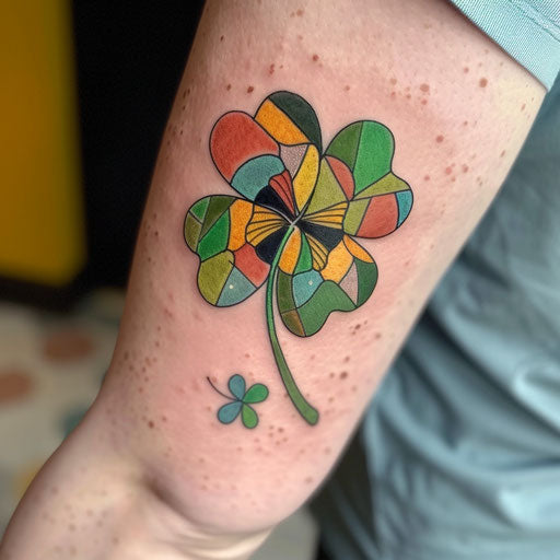 Whimsical flat tattoo sketch of a 4 leaf clover