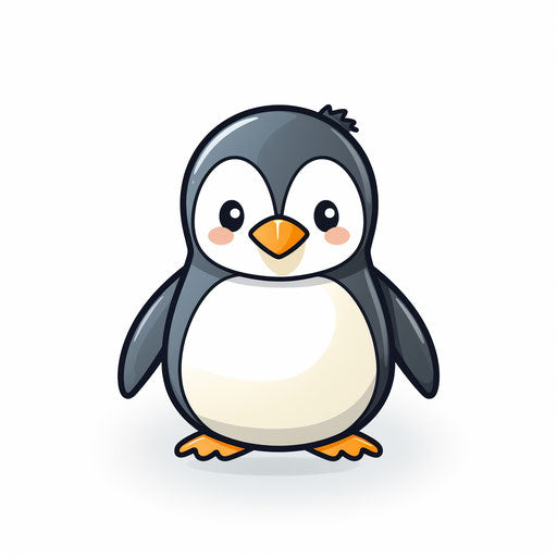 Minimalist penguin clipart on white background
