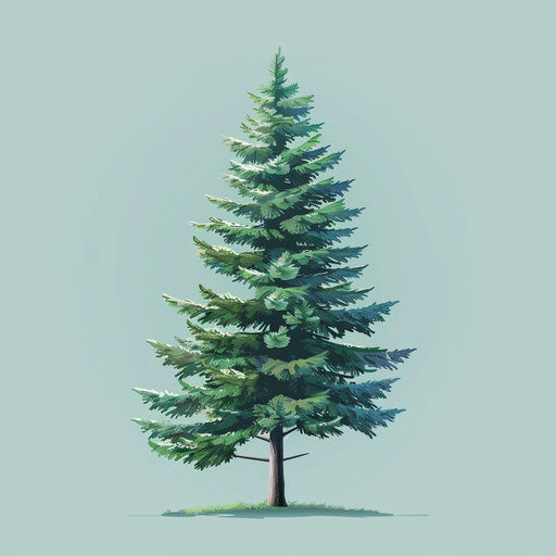 Realistic pine tree illustration on blue background