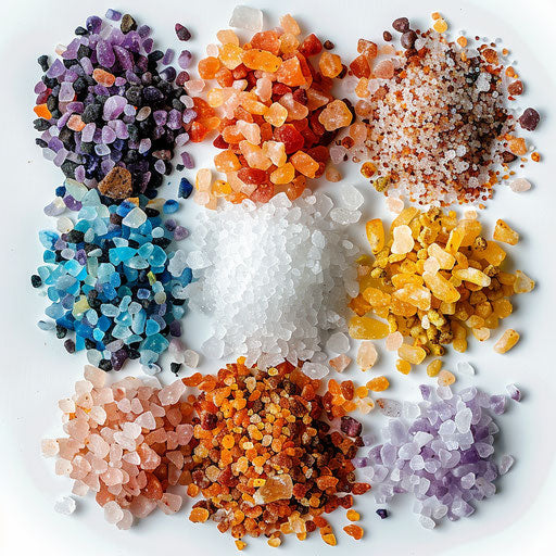 Realistic salt clipart on flat white background, vibrant hues and intricate details