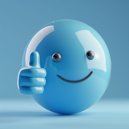 Blue sphere character with thumbs up