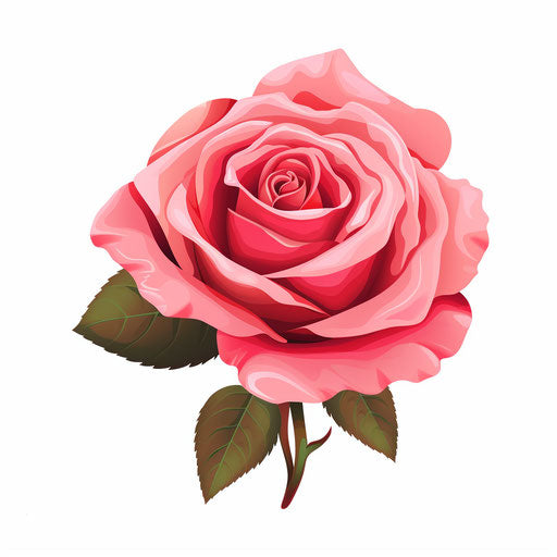 Minimalist style illustration of a rose, on white background