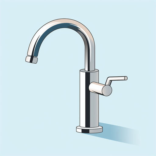 Minimalist faucet illustration on white background