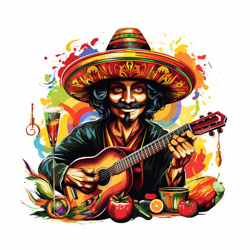 Cinco de Mayo clipart in Chiaroscuro Art style, white background