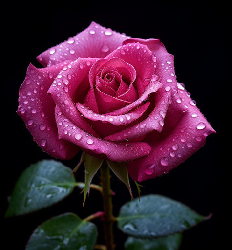 Beautiful rose of May, dark pink and dark emerald