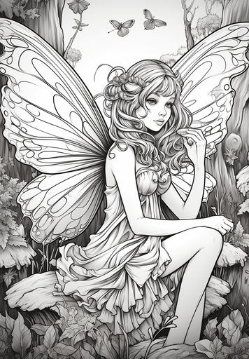 Fairy coloring pages, in the style of Monia Merlo