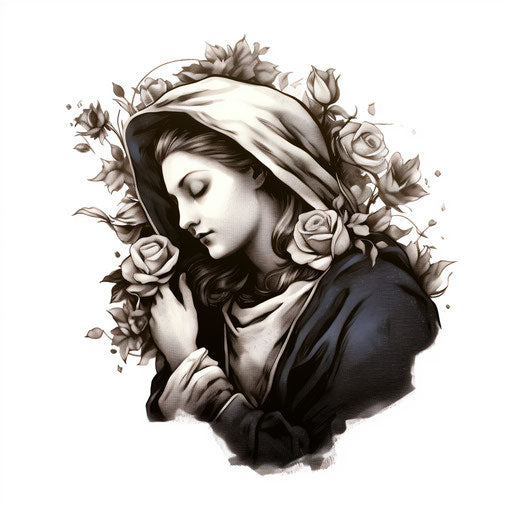 Catholic art in Chiaroscuro style on white background