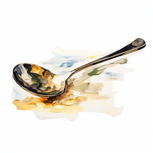 Impressionistic style spoon and fork clipart on white background