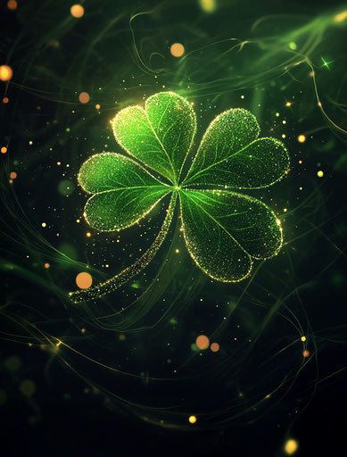 Shimmering shamrock on dark background, St. Patrick's Day