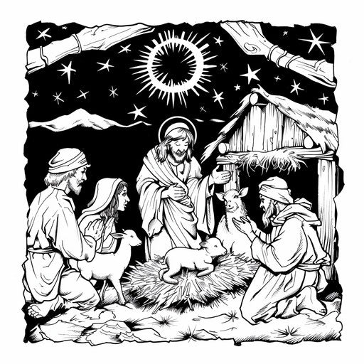 Satirical newsroom Nativity scene with comedic elements