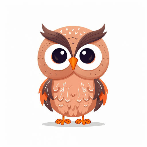 Adorable owl illustration in Minimalist style, on white background
