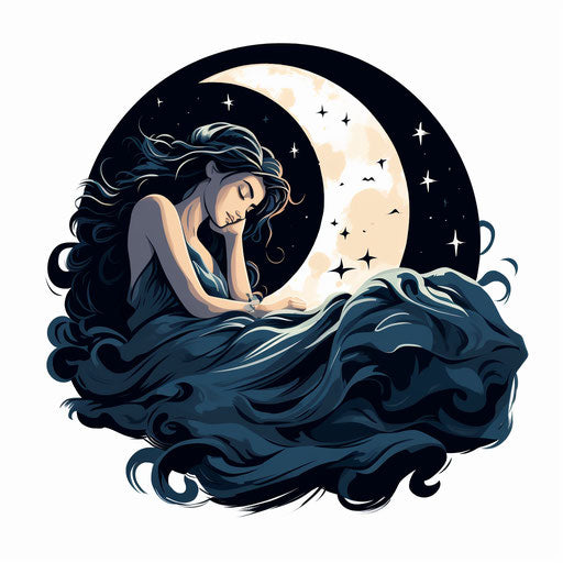Sleep illustration in the style of Chiaroscuro Art on white background