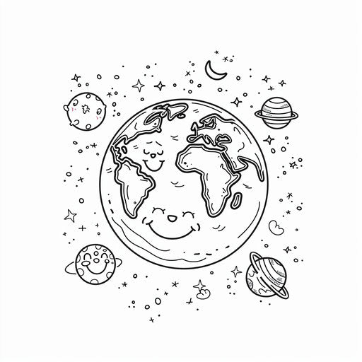 Cheerful Earth with playful elements for children