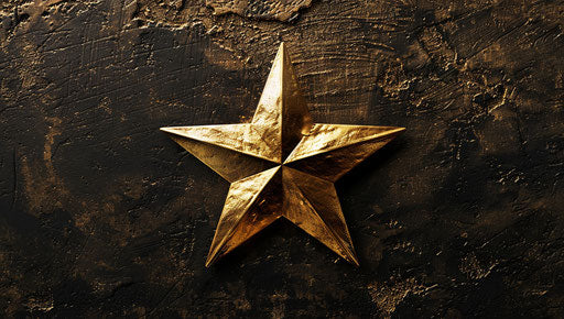 Golden star in festive atmosphere, 2D game art style