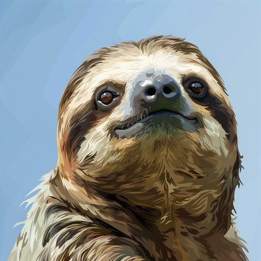 Sloth clipart in photo realistic style with a flat random background