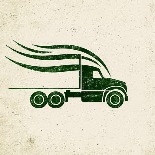 Nature-inspired trucking logo with green accents on a natural texture background
