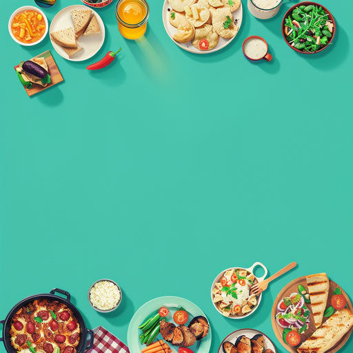 Realistic potluck clipart with flat teal background