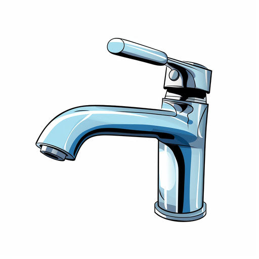 Minimalist style faucet clipart, on a white background