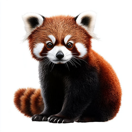3D red panda in realistic style on flat white background