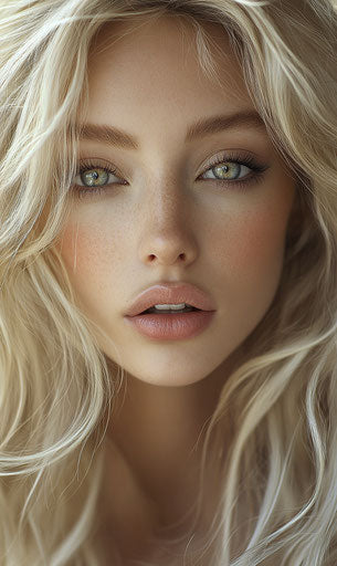 Blonde supermodel with long hair for Vogue, stunning face