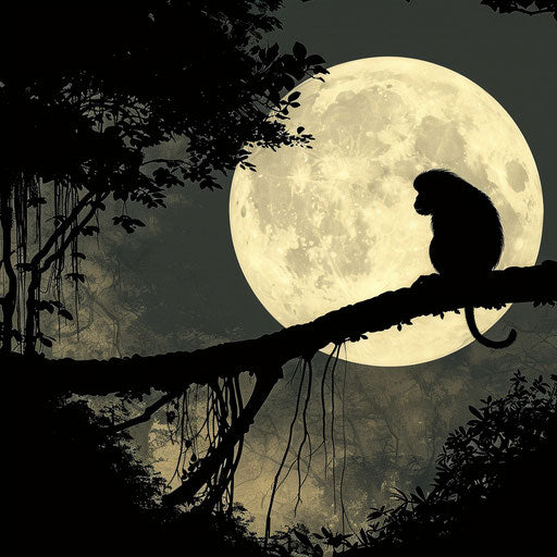 Yunnan monkey under full moon