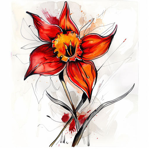 Expressive narcissus tattoo design, intense emotion