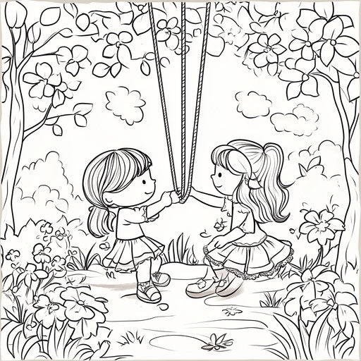 Childlike scene with a positive message, in the style of Mindy Sommers, coloring book page