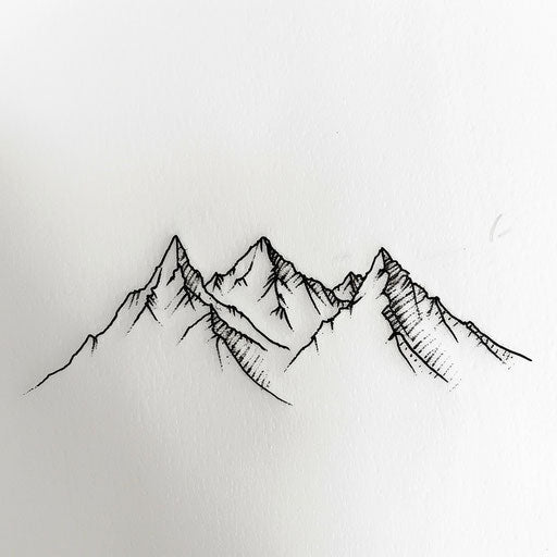Minimalist mountain peak on white background