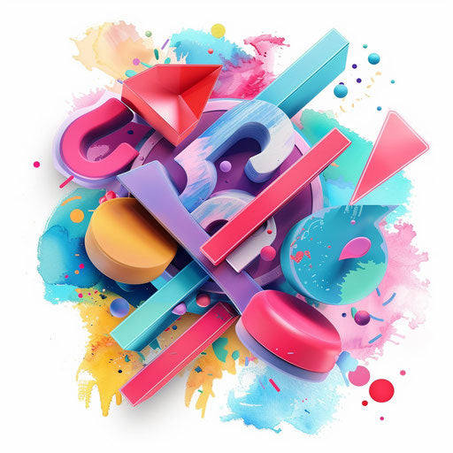 3D logo with hand-drawn elements and colorful palette